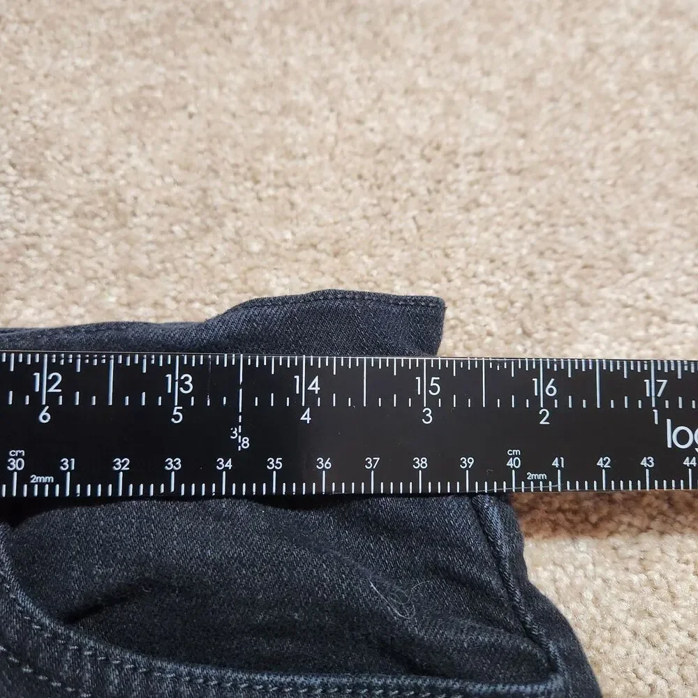 NYDJ Jeans Women 14P Black Mid Rise Bootcut Studded Back Pockets Made In USA